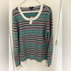 Talbots crewneck Fair Isle sweater, petite small, Multicolor Knit Sweater.